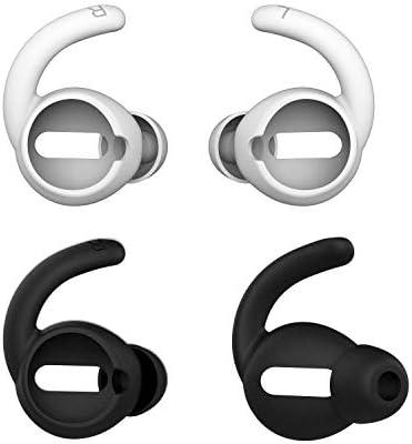 Anti-Slip Earhooks Soft Silicone Skin Compatible with Apple Headphone 2 & 1 Lightweight Sound Quality Enhancement for Headphones Outdoor Activities in-Ear EarHook 2 Pairs White & Black