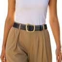 JASGOOD Women Leather Belt Ladies Casual Belt for Jeans Pants Fashion Women Waist Belt with Gold Buckle (Black)