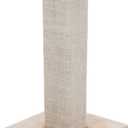 Cat Scratching Post with Carpeted Base - 27.75-Inch Sisal Burlap Fabric Scratcher - Furniture Scratching Deterrent for Indoor Cats by PETMAKER (Beige)