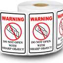 300pcs Do Not Open with Sharp Object Industrial Warning Labels 2x3 inch International Special Handling Shipping Pallet Stickers for Christmas Shipping, Handling, Packing, Moving