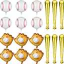 Skylety 18 Pieces 18 Inch Baseball Balloons Baseball Foil Balloons 20 Inch Glove Jumbo 30 Inches Bat for Birthday Sports Theme Party Decoration Photo Props Supplies