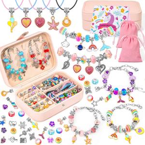 150Pcs Charm Bracelet Making Kit with Jewelry Box Beads for Jewelry Making Kit with DIY Crafts Gift for Bracelet Women Birthday Valentine Gifts Christmas