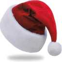 Santa Hat,Adults Unisex Velvet Christmas Hat,New Year Festive Party Christmas Supplies (Red)