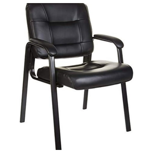 Amazon Basics Classic Faux Leather Office Desk Guest Chair with Metal Frame, Black, 27.4D x 23.6W x 35.8H in