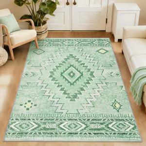 Yinhua Sage Green Entryway Rug 3x5, Western Washable Area Rug Non Slip