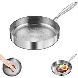 Titanium Hammered Pan Pro with Lid, Multifunctional Ultra-Durable Scratch-Resistant Non Stick, Even Heating for Cooking, Titaniums Nutri Pans Compatible with All Cooktops,7.87in