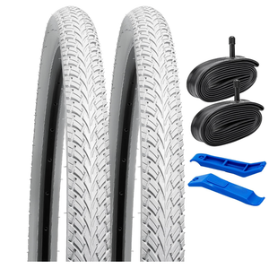 YUNSCM 2-PCS 26" Bike Tires 26x1.75/47-559 and 26" Heavy Duty Bike Tubes Schrader Valve AV32mm Compatible with Road Bike 26 x 1.75 26X1.75 Bicycle Tires and Tubes (Y-808)