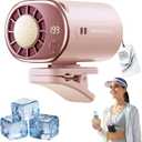 2026 Personal Portable Car Clip-On Air Conditioner Fan with 360 Rotation 199 Speeds Adjustable USB Rechargeable LED Display for Office Car Outdoor Beach (Pink)