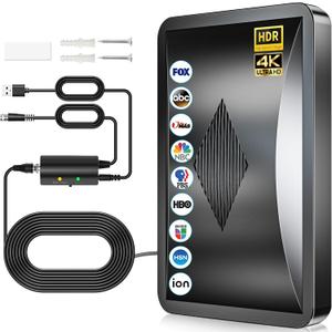 2026 Upgraded TV Antenna for Smart TV, 3600+ Miles Long Range Indoor TV Antenna, Digital TV Antenna Indoor, HD Antenna for Smart TV, 4K 1080P with Amplifier 38 FT Coaxial Cable