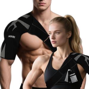 HOUM Rotator Cuff Shoulder Brace with Adjustable Compression Sleeve, Hot/Cold Pack Compatible, Breathable Shoulder Support for Pain Relief, Fits Left/Right Arm, Men & Women (Medium)