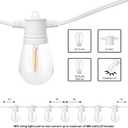 SUNTHIN White String Lights, 48ft White Outdoor Lights with 16 1W Shatterproof LED Bulbs for Patio, Garden, Backyard, Porch, Cafe, Deck, Wedding, Party