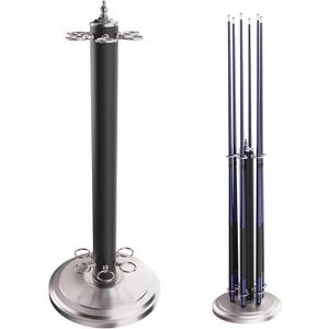 GSE Games & Sports Expert Stand-Style Metal Billiard Pool Cue Rack, Holds 6 Pool Cue Sticks (Matte Black & Brushed Nickel)