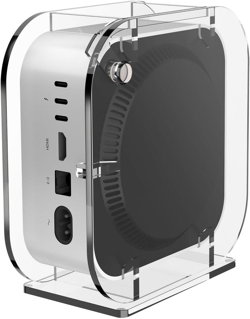Acrylic Vertical Desktop Stand for Mac mini 2024, Upright Desk Holder Compatible with Mac mini M4 / M4 Pro, Space Saving, Heat Dissipation, Easy Access to Power Button (Clear)