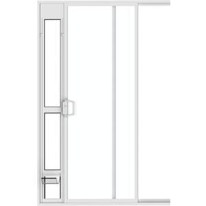 Hakuna Pets White Glass Patio Pet Door for Sliding Doors, Small | Adjustable Height 77.2 83.5, Damage-Free or Permanent Install, Locking Panel Included
