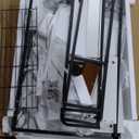 ALBAD Coffee Bar Cabinet with Drawer, Robot Vacuum Hidden Cabinet, 69" Tall with Adjustable Shelves, Open Storage Shelves, White Rustic Accent Console for Kitchen, Dinning Room