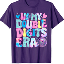 In My Double Digits Era Retro 10 Year Old 10th Birthday Girl T-Shirt M