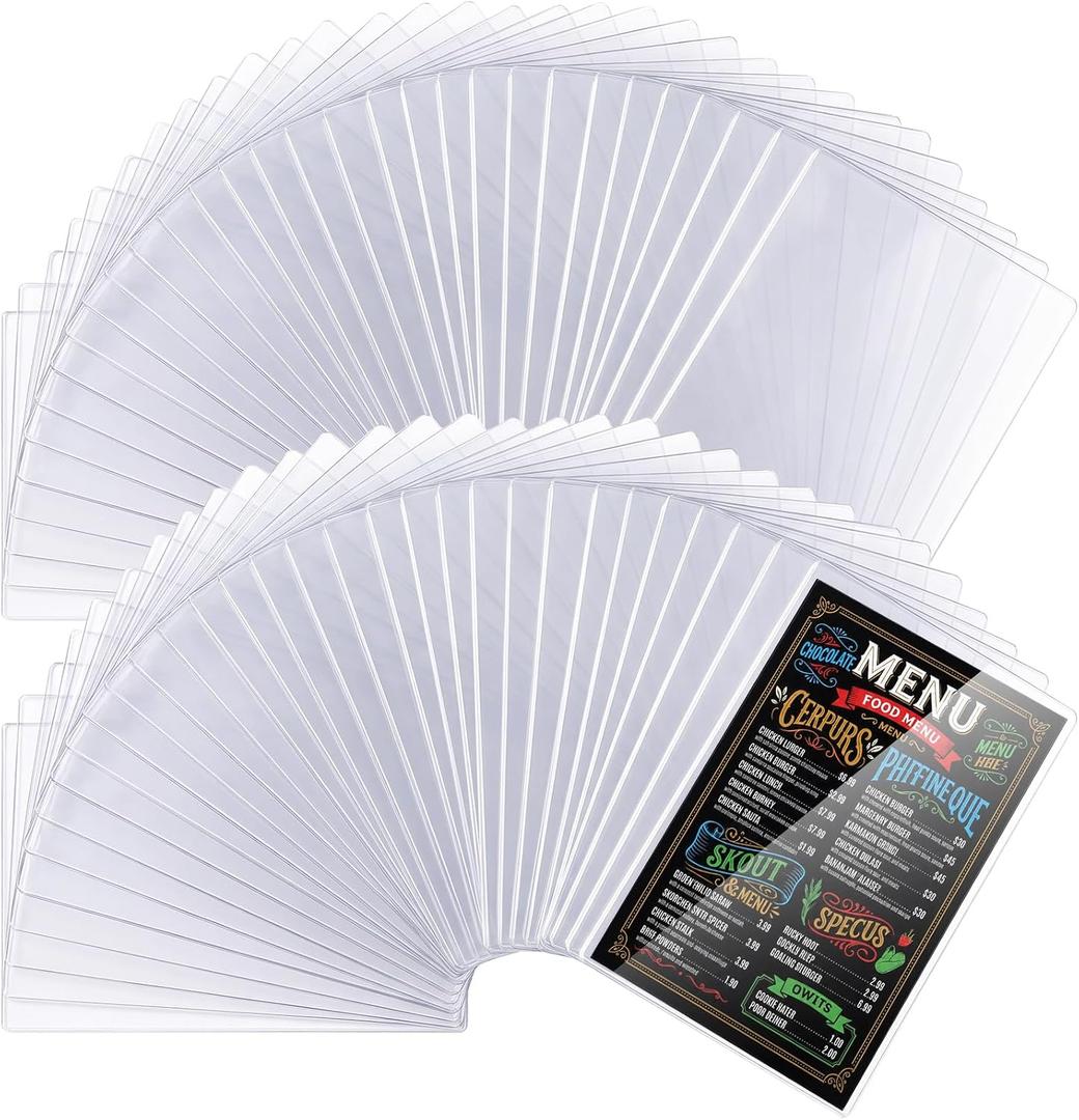 Henoyso 300 Pcs Clear Menu Sleeves 8.5 x 14 in Legal Size, Print Protectors