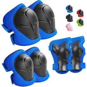 Kids Protective Gear Set Wemfg Knee Pads for Kids 3-8 Years Toddler Knee and Elbow Pads with Wrist Guards 3 in 1 for Skating Cycling Bike Rollerblading Scooter (Blue, S(3-8Years))
