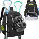 DSLEAF Lacrosse Bag With Stick Holder, Backpack With External Buckle Straps to Fix Helmet, Separate Shoe Space and Other Field Hockey Equipment (Patent Design)