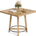 LITTLE TREE 31.5 Inch Modern Dining Table, Square Kitchen Table for Small Space, Perfect for 2-4 People, Mid-Century Modern Style for Kitchen & Dining Room, Brown & Black
