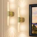 Battery Operated Wall Sconce Set of 2 Rechargeable Battery Powered Wall Light with 12000mAh Wireless Dimmable Wall Lamp Fixtures for Bedroom Living Room (Brushed Gold, 16"-2 Pack)