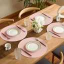 FunWheat Round Braided Placemats Set of 6 Place mats for Dining Tables Woven Heat Resistant Table Mats 15 inch (Pink)
