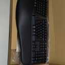 MEETION Ergonomic Wireless Keyboard and Mouse, Ergo Keyboard with Vertical Mouse, Split Curved Keyboard with Wrist Rest, Natural Typing Rechargeable Full Size, Windows/Mac/Computer/Laptop, Large Size (Black)