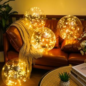 6 Pcs 15.7 Inch Garden Lighted Inflatable Ball Outdoor Decoration LED Light Battery Operated Blow up Inflatable Balls for Summer Garden Yard Outdoor, Not Waterproof, Do Not Use in Water