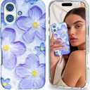 Magnetic for iPhone 16 Plus Case Cute for Women, [Compatible with Magsafe][Drop Protection] Flower Slim Oil Painting Printed Girly Phone Case for iPhone 16 Plus