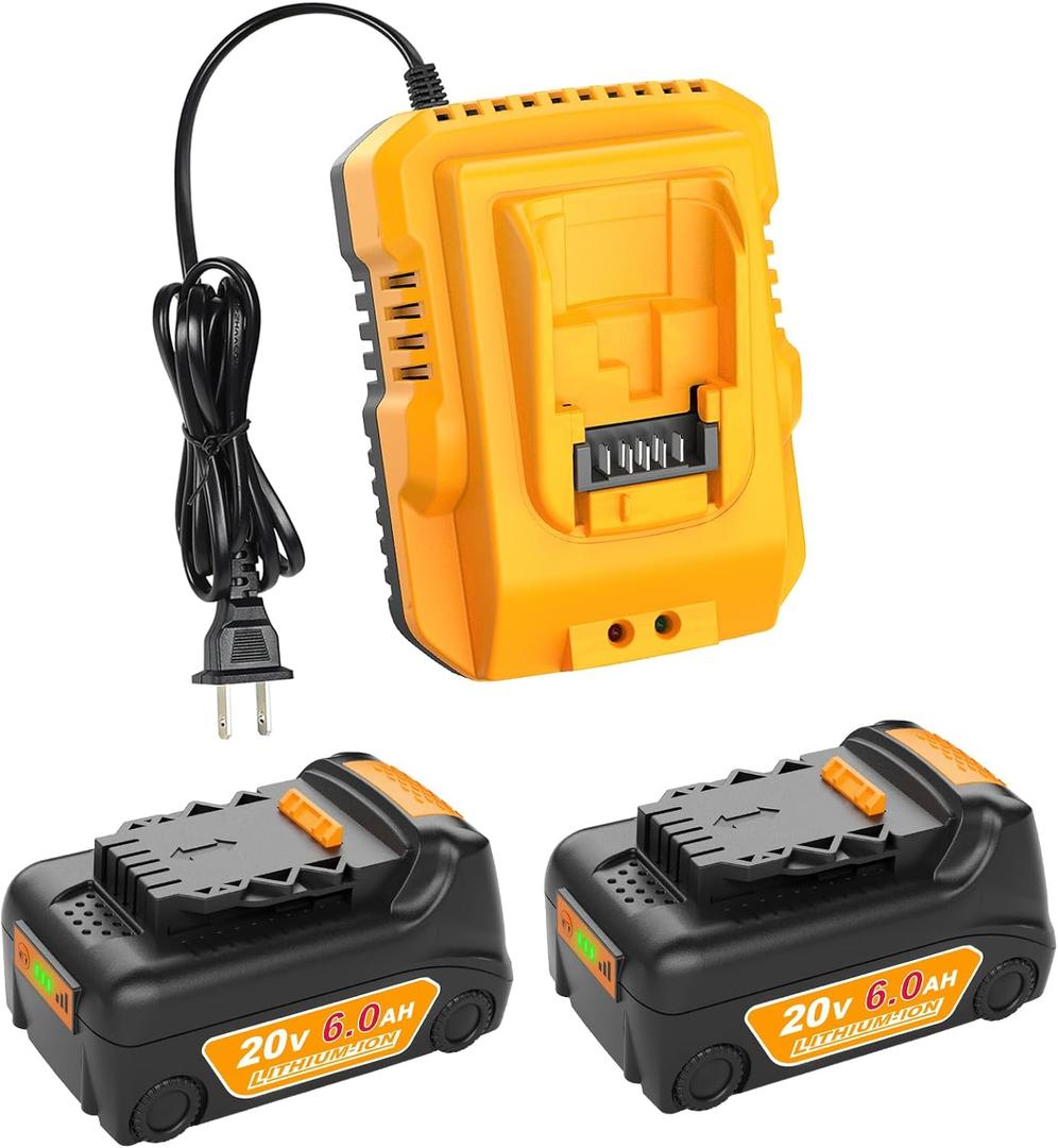 TeenPower Upgraded 20V 6.0Ah Battery Replacement for Dewalt 20v Battery 2 Pack with DCB112 Charger Combo