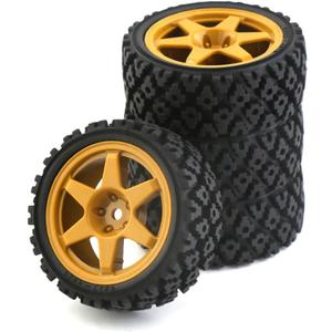 1/10 RC On Road Tires Rubber Rally Tyres and Wheels Rims 12mm Hex for 1/10 Scale RC Racing Drift Car HPI KYOSHO Tamiya XV01 XV02 TA06 TT01 TT02 PTG2 144001 A959 4PCS