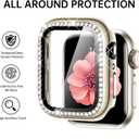 Compatible with Apple Watch Band 38mm 40mm 41mm 42mm 44mm 45mm 46mm, Women Bling Jewelry Bands with Tempered Glass Screen Protector Case, Shiny Strap for iWatch Series 11/10/9/8/7/6/5/4/3/2/1/SE