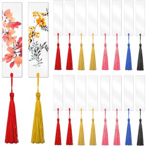 25 Pcs Acrylic Bookmark Blanks for Women with 25 Pieces Colorful Tassel for DIY Clear Bookmarks Crafts School Gift Bags Book Lovers Readers Gifts Christmas Stocking Stuffers (5.5X 0.9 Inch)