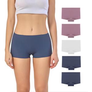 5 Boy Short Underwear for Women - Seamless Polyamide Panties, Ultra-Soft Stretch Comfort, Breathable