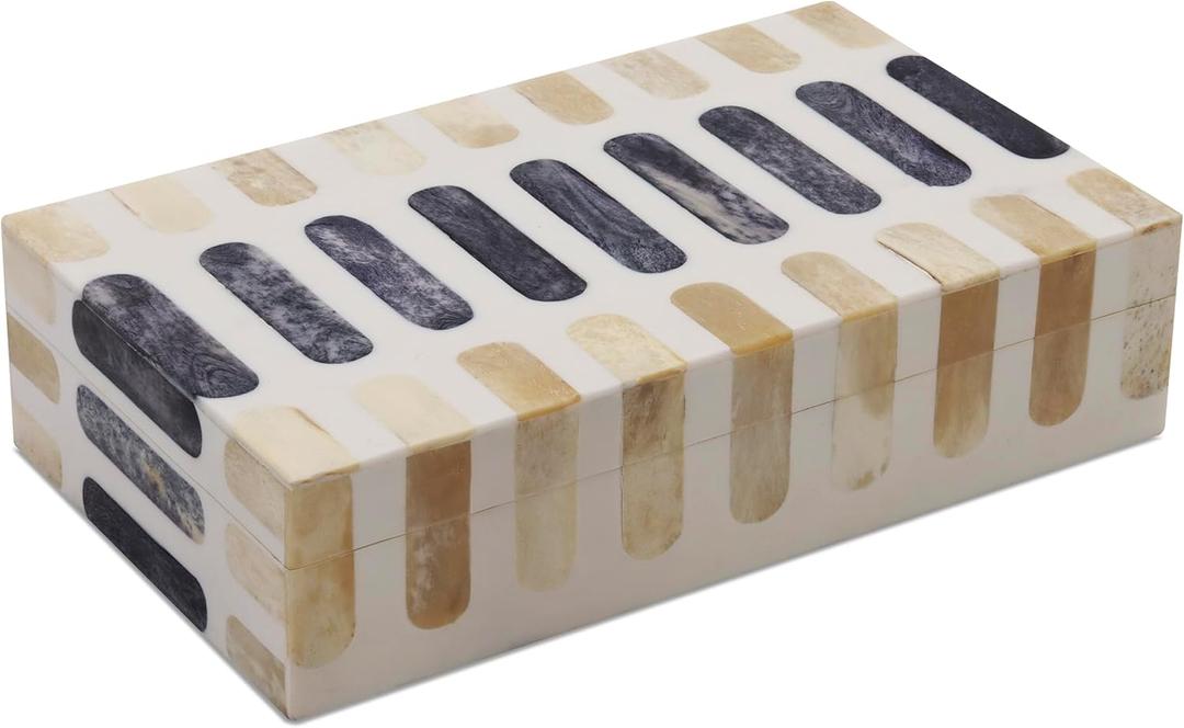 Handicrafts Home Decorative Storage Box 10x6  Remote Organizer Box with Lid, Modern Decorative Keepsake Box, Boho Shelf Dcor, Memory Box for Photos or Letters, Decorative Box for Table Dcor (10x6x2.5 Inch, PATISSERIE-CARAMEL)