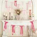 Pink Bow Birthday Decorations for Girls Room, 60PCS Pink Ribbon Bows Wall Decor, 5 Sizes Bow Wall Decor, Gift Wrapping, Garland Wreath, Wedding Party, Valentines Day, Baby Shower Decor