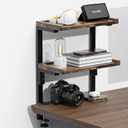 Spacrea clamp on Desk Shelf, 2 Tier Office Desk Shelves Organizer, Wood Desktop Supplies Storage Rack, Desk Organizers and Accessories (Wood)