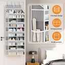 Abiglifty 5-Tier Over The Door Organizer with 10 Side Pockets, Large Behind The Door Storage, 4 Hooks Design, Door Organizer with Clear Windows for Bathroom, Bedroom, Nursery, Entryway(Grey)