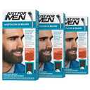 Just For Men Mustache & Beard, Beard Dye for Men with Brush, With Keratin Biotin Aloe and Coconut Oil for Healthy Facial Hair Deep Dark Brown, M46, Pack of 3 