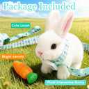 Easter Bunny Toy,Bunny My Realistic Bunny Toy,Hopping Rabbit Plush Bunny Toy,with Sounds and Movements Animated Walking Wiggle Ears Twitch Nose Gift for Toddlers Birthday(White Rabbit + Leash)