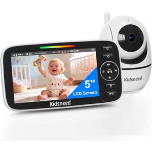 Baby Monitor with Camera and Audio  720P Baby Camera No Wifi, 5 inch Screen,48 Hours Battery Life, Night Vision, Remote Pan& Tilt& ZoomTwo-Way Talk, Lullabies, Thermal Monitor, 1000ft Range