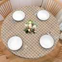 Weave Printed 42 Inch Round Fitted Cloth Tablecloth with Elastic Edged, Waterproof Oil Proof Wipeable Table Cover for Indoor Outdoor Patio Table, Fits Round Tables Up to 40" - 44" Diameter
