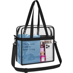 Clear Bag for Stadium Events 12612 Clear Tote Bag for Concert,Sport,Festival (Black)