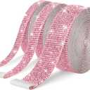 3 Rolls 9 Yards Self Adhesive Crystal Rhinestone Diamond Ribbon - Bling Diamond Stickers Wrap Roll for Crafts Art, Rhinestone Strips Tape for Car Phone Decoration(Light Pink)
