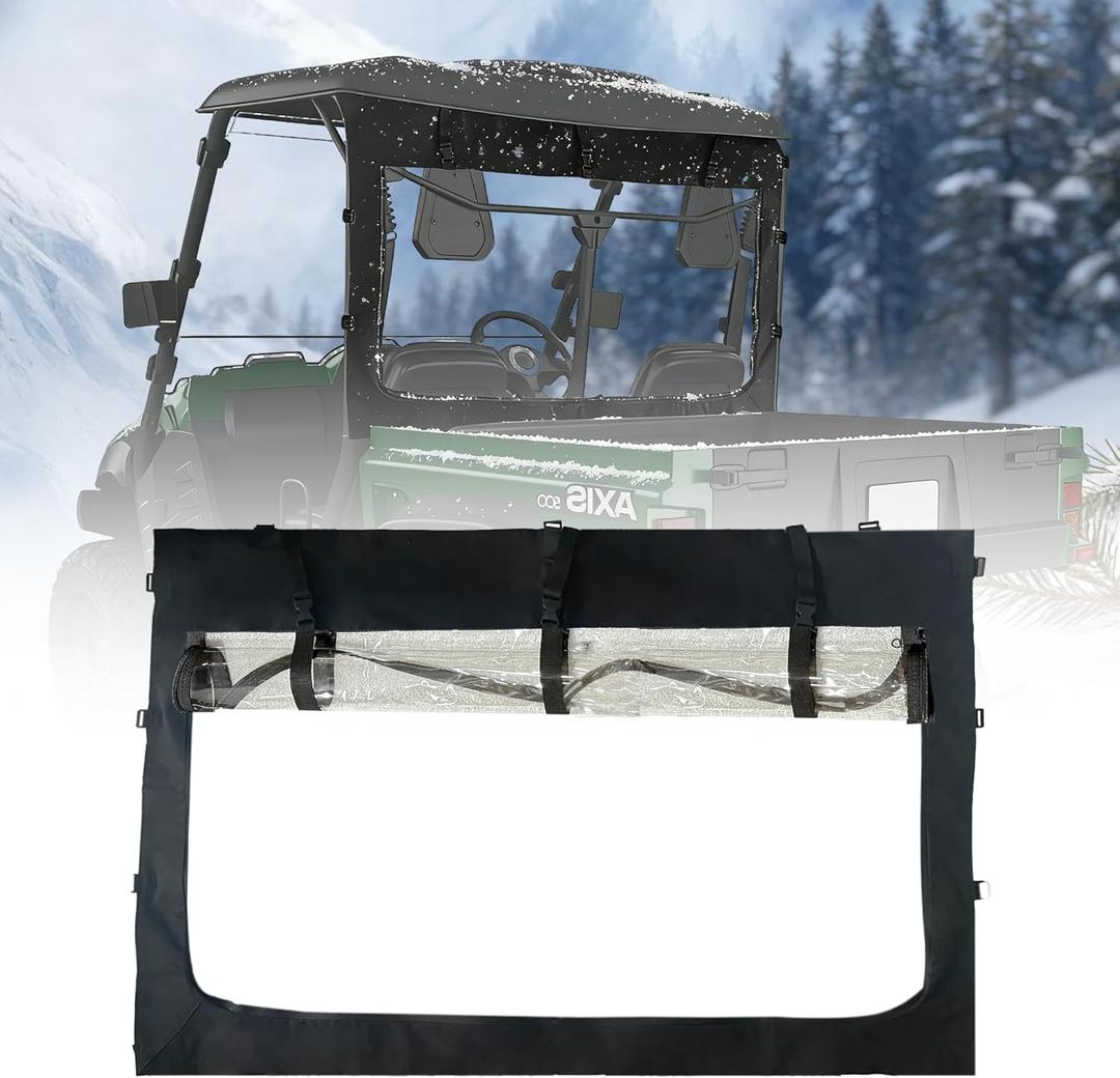 QYMOTO Hisun UTV Rear Windshield,Wind-proof and Water-proof Zipper-open Windscreen for Hisun 500 700,Axis 500 700 750 crew,Massimo MSU500,Co-leman 500 700,Fit to the Roll Cage