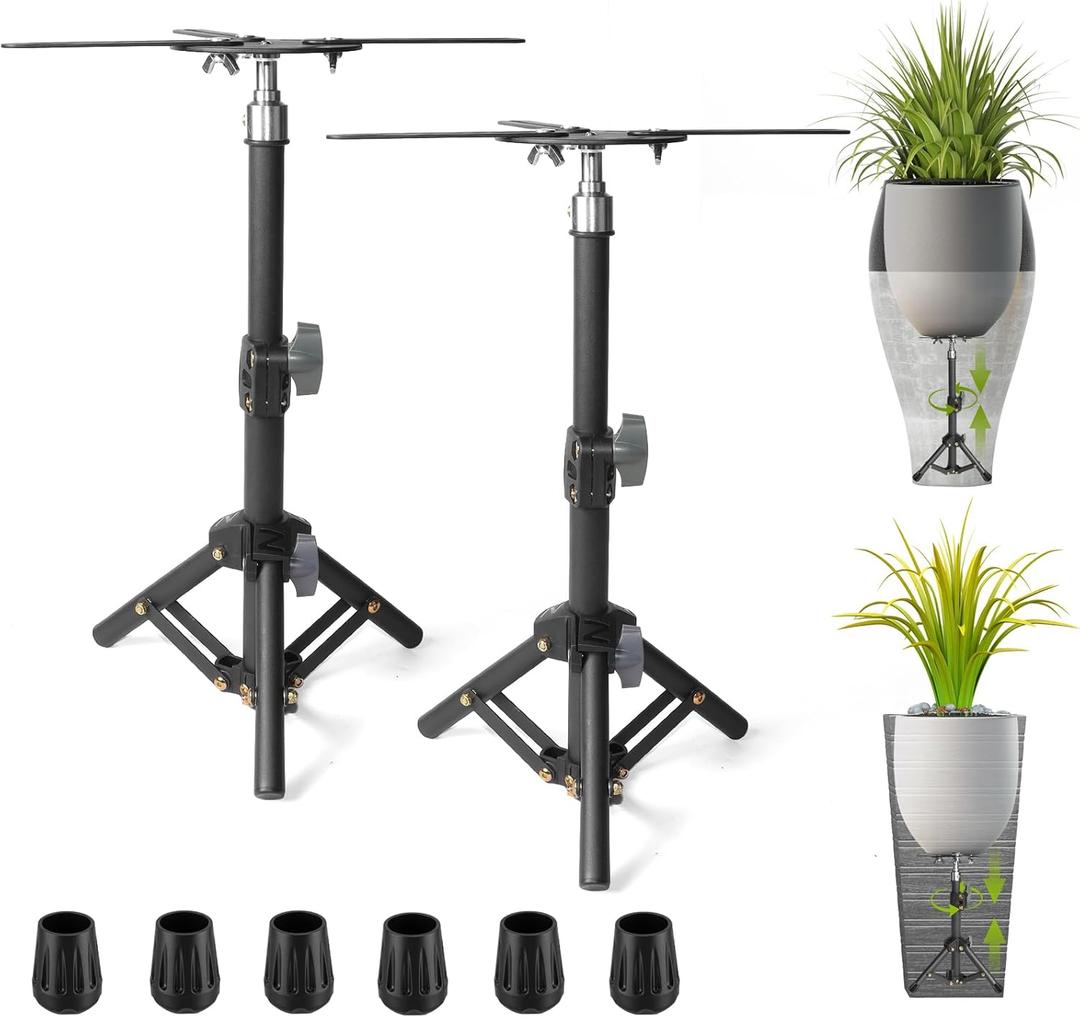 AZEAM 2 Pcs Adjustable Plant Risers for Inside Pots, 10-15" Rise Upgraded Planter Inserts, Metal Plant Lifters Fillers for Tall Square Round Taper Flower Pots Indoor Outdoor (4-12" Top& 6-9" Base)