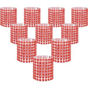 KPOSIYA Napkin Rings, Pack of 120 Rhinestone Napkin Rings Diamond Adornment for Place Settings, Wedding Receptions, Dinner or Holiday Parties, Family Gatherings (120, Red)