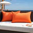 Kevin Textile Fall Outdoor Waterproof Throw Pillow Covers Pack of 2 Farmhouse Decorative Cushion Covers for Garden Patio Tent Balcony Bench Couch Sofa 12x20 Inch, Orange 