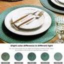 FunWheat Round Braided Placemats Set of 6 Table Mats for Dining Tables Woven Washable Non-Slip Place mats 15 inch (Olive, 6pcs)