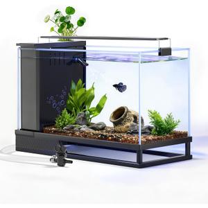Fish Tank Kit Starter Aquariums 4 Gallon with Bottom Drainage